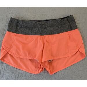 Lululemon Sz 4 Run Speed Pink Gray Pocket Built In Pant Drawstring Vented Shorts